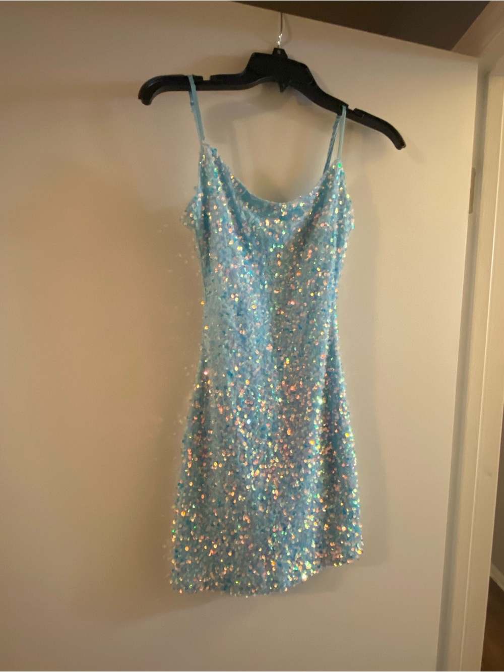 B. Smart Light Blue Sequin Mini Dress